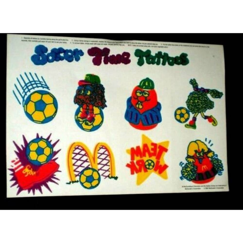 1992 Vintage McDonalds Soccer Time Temp Tattoos